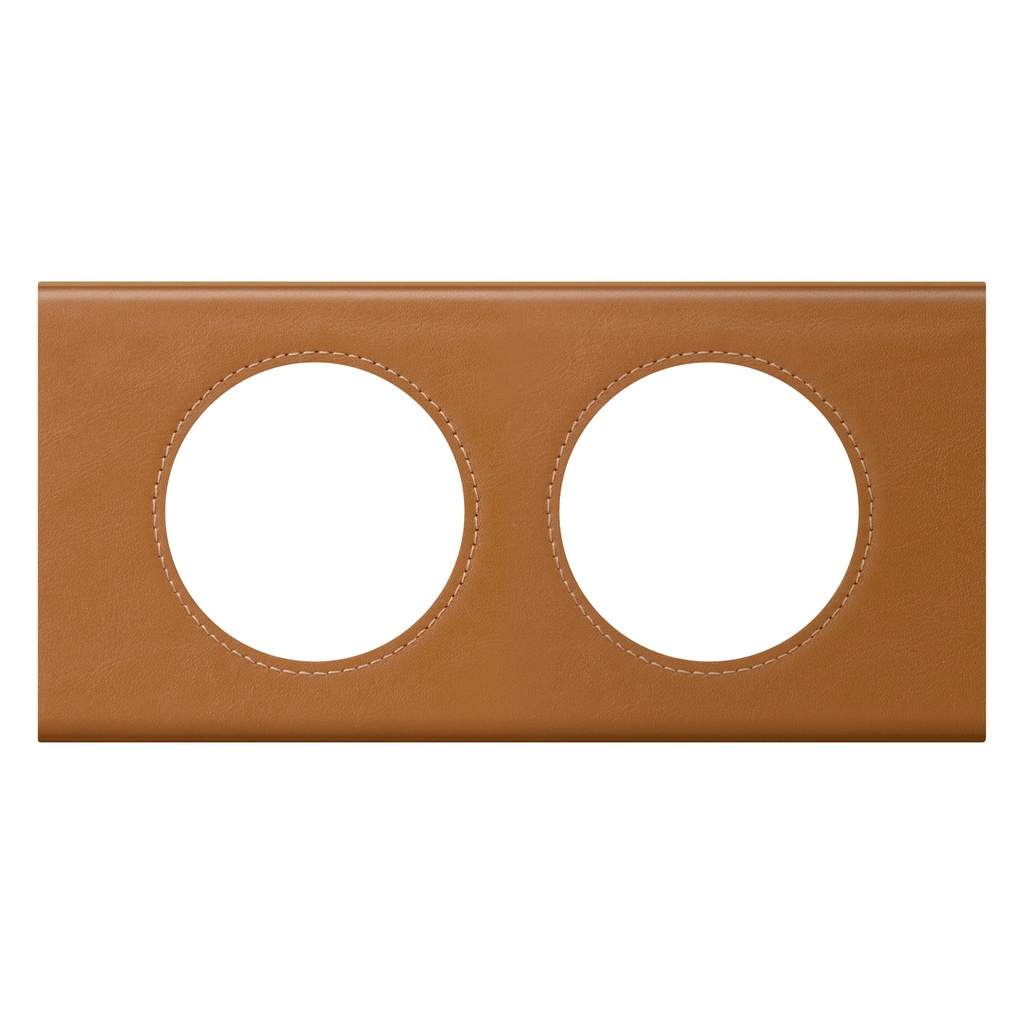 LEGRAND 069422, Céliane Plate, Materials, 2 Modules, Caramel Leather