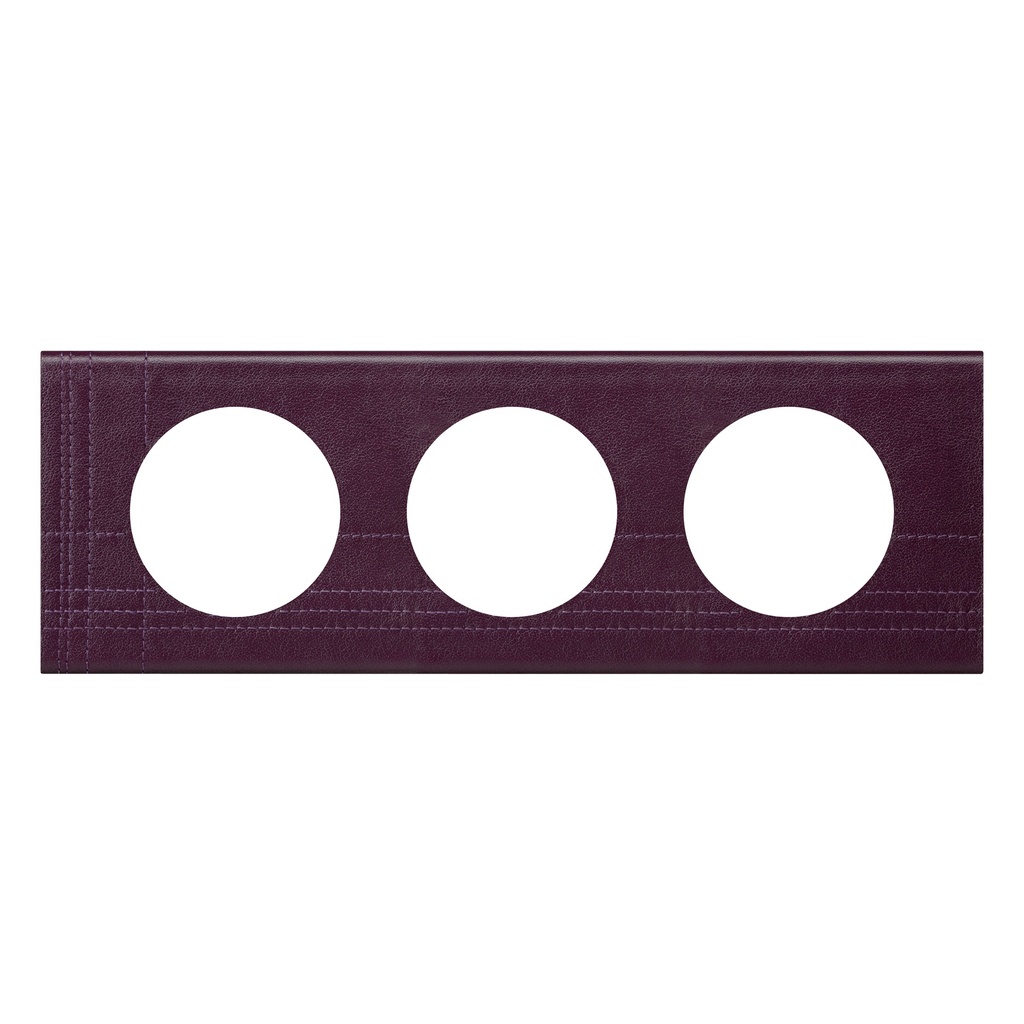 Legrand 069443, Placa Céliane, Materiale, 3 Module, Piele Couture mov