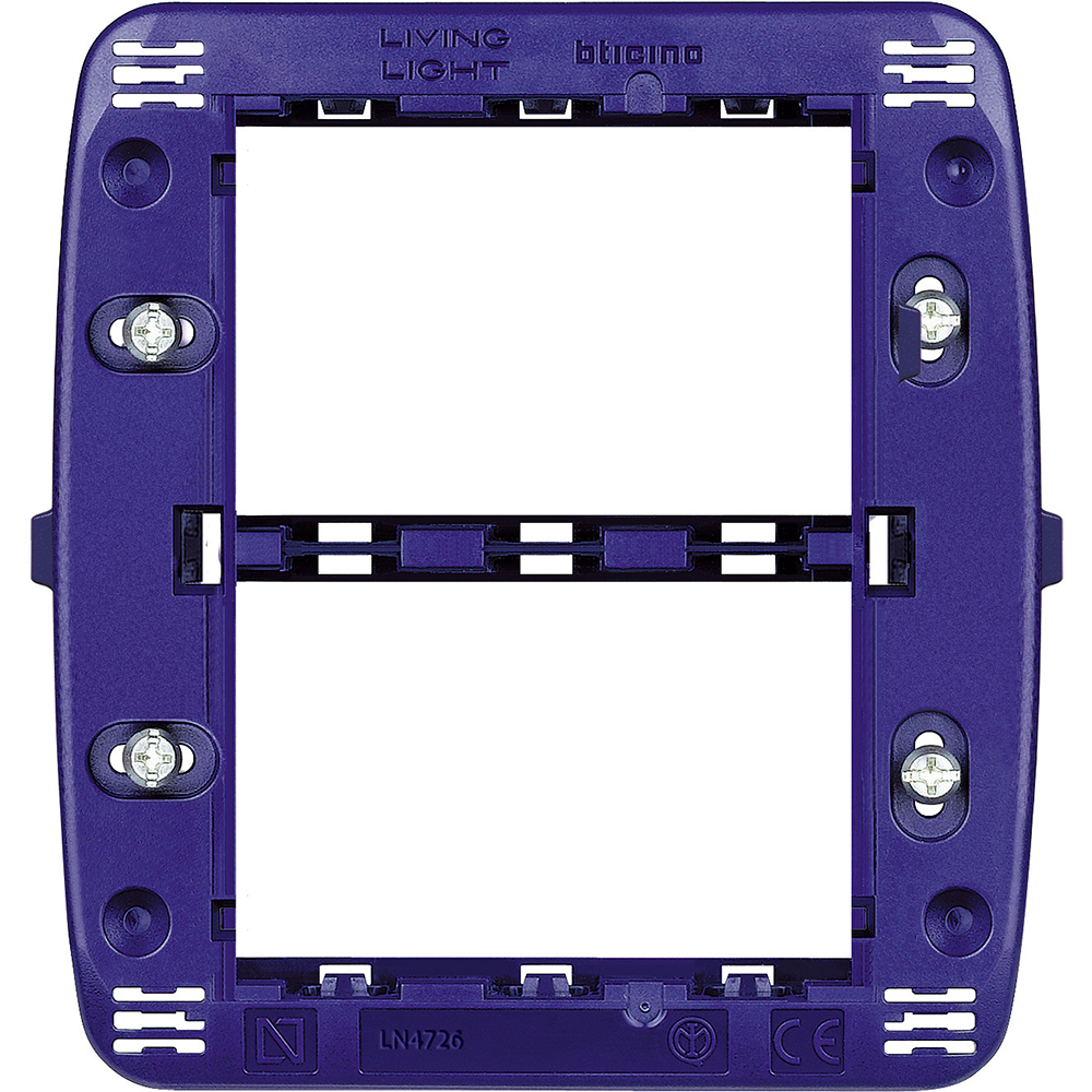 Bticino ln4726, Suport cu șuruburi pentru plăci living light, 3+3 module