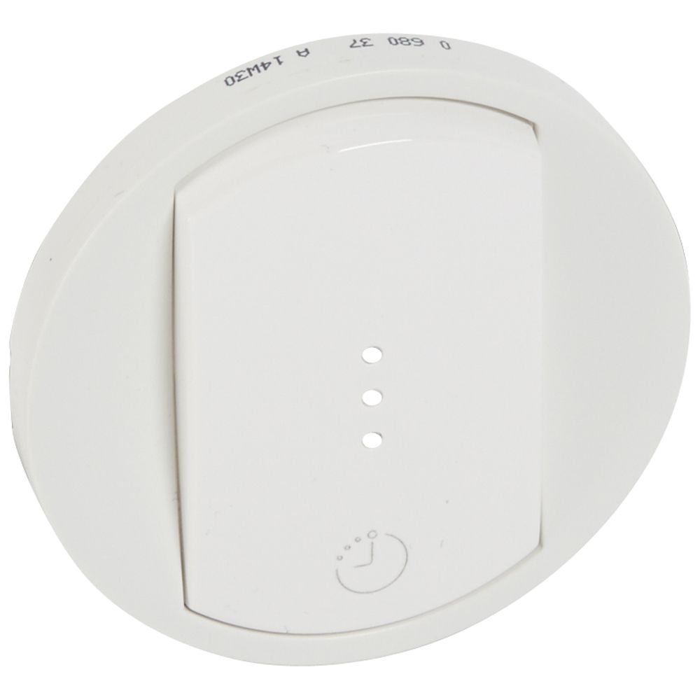 Legrand 068037, Placă Céliane, Comutator temporizat / Comutator + ventilare întârziată, Alb  