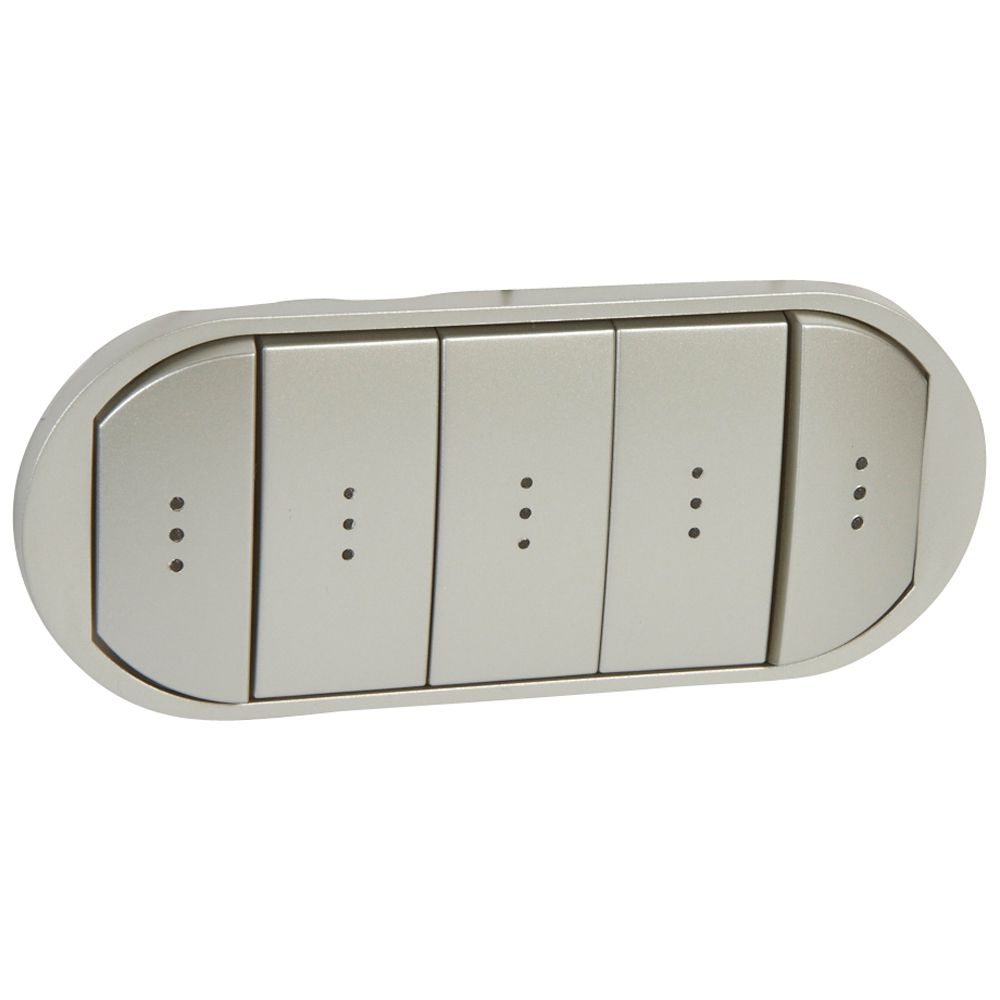 LEGRAND 068320, Céliane Plate, Compact 5-Command Switch/Button with Light Indicator, Large Key Titan