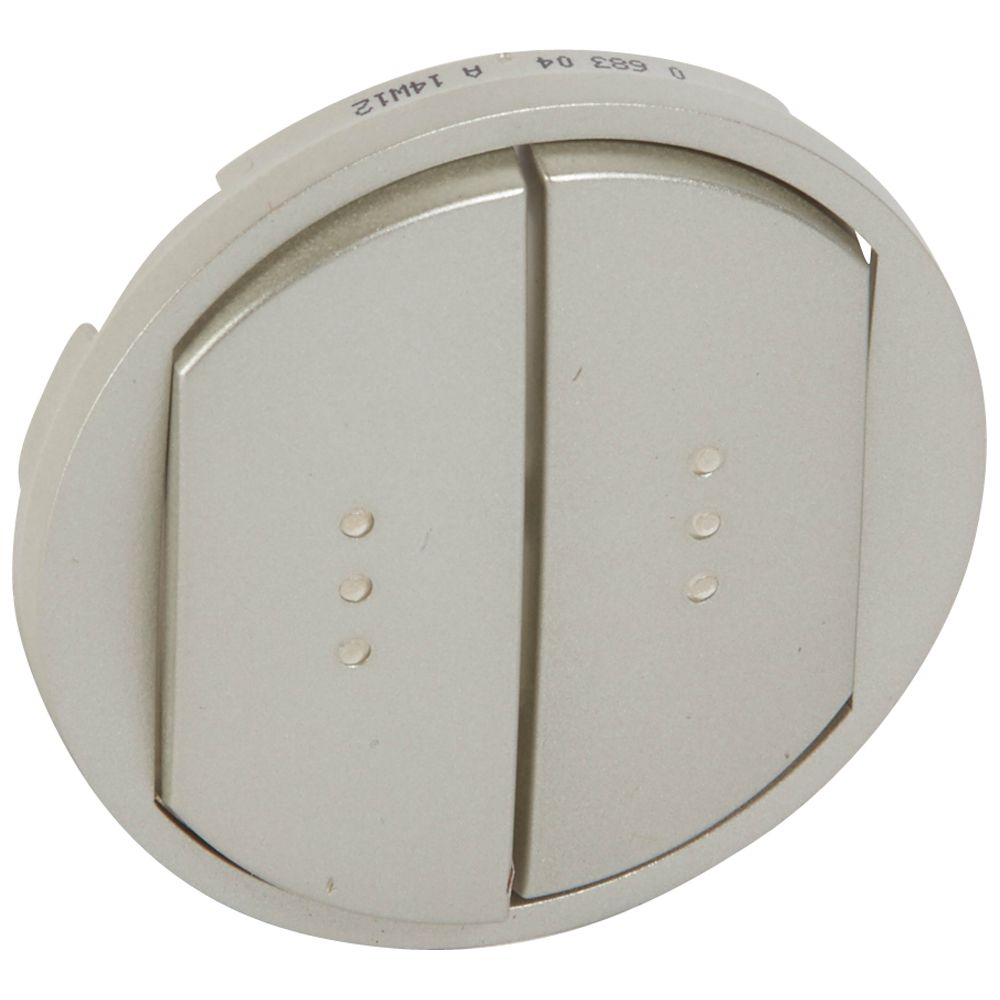 Legrand 068304, Placă Céliane, Comutator dublu/Buton dublu cu indicator luminos, Cheie mare, Titan  