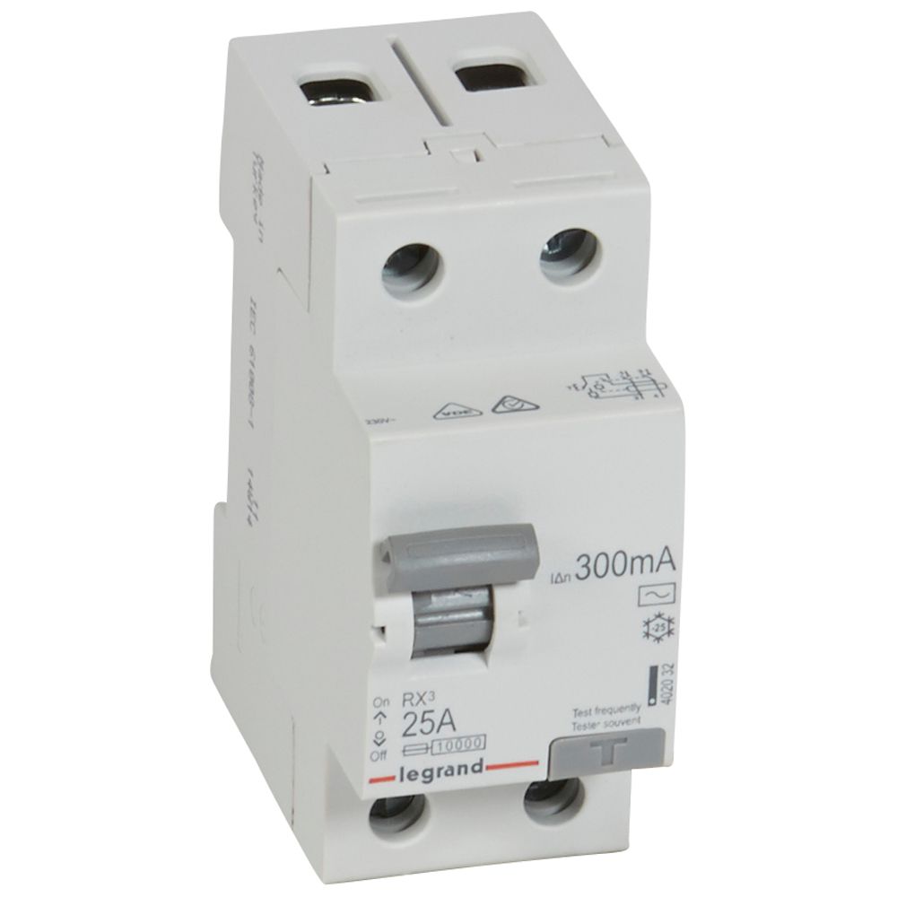 Legrand 402032, Dispozitiv de curent rezidual (RCD) RX³, 2P, 230 V, 25 A, 300 mA, tip AC