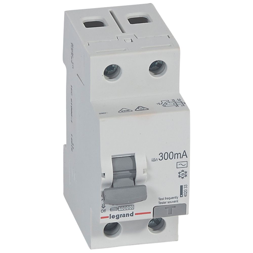 Legrand 402033, RX³ Residual Current Device (RCD), 2P, 230 V, 40 A, 300 mA, Type AC