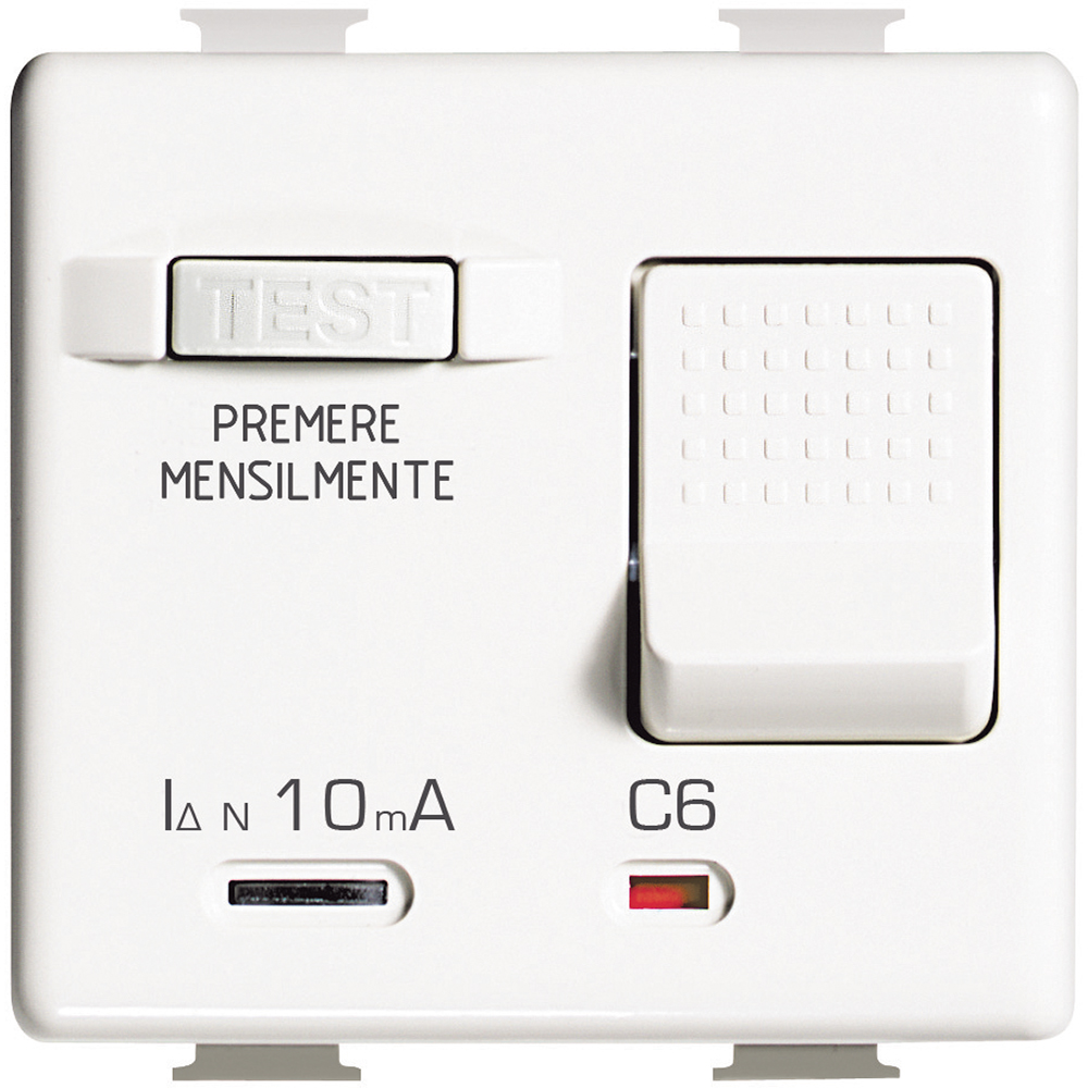BTICINO AM5246S, Salvavita Thermal Magnetic Circuit Breaker with Earth Leakage Protection, 1P+N 6A 230Vac