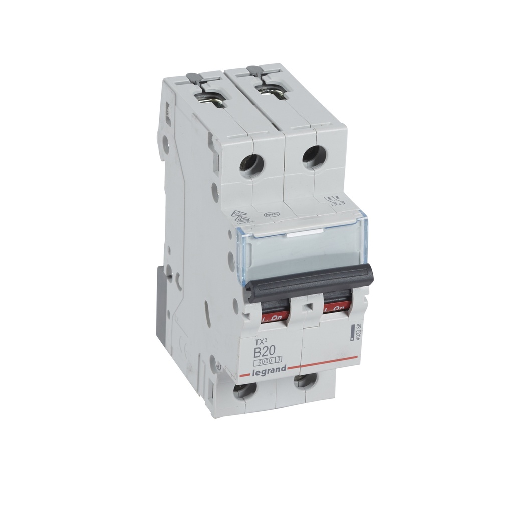 LEGRAND 403388, MCB TX³ 6000, 2P, 230/400 V, 20 A, Curbă B