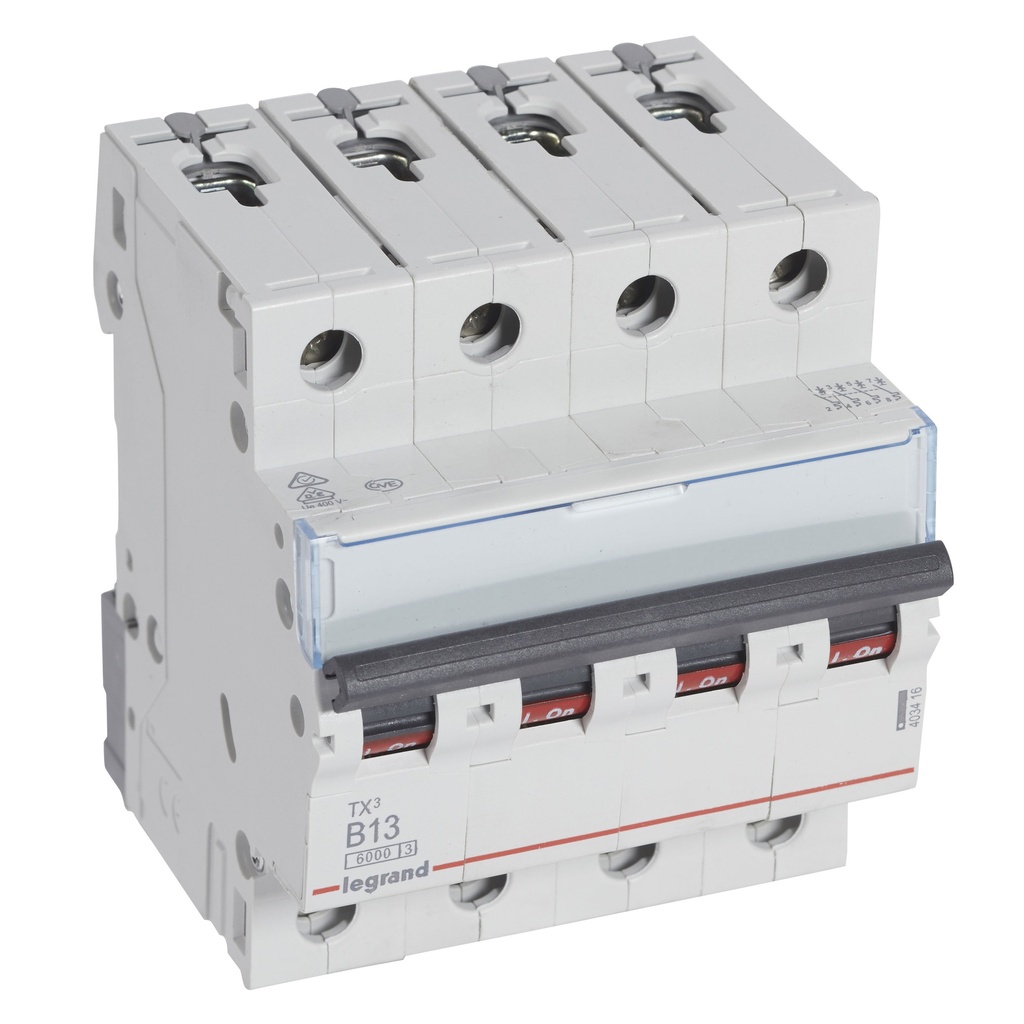 LEGRAND 403416, MCB TX³ 6000, 4P, 400 V, 13 A, Curbă B