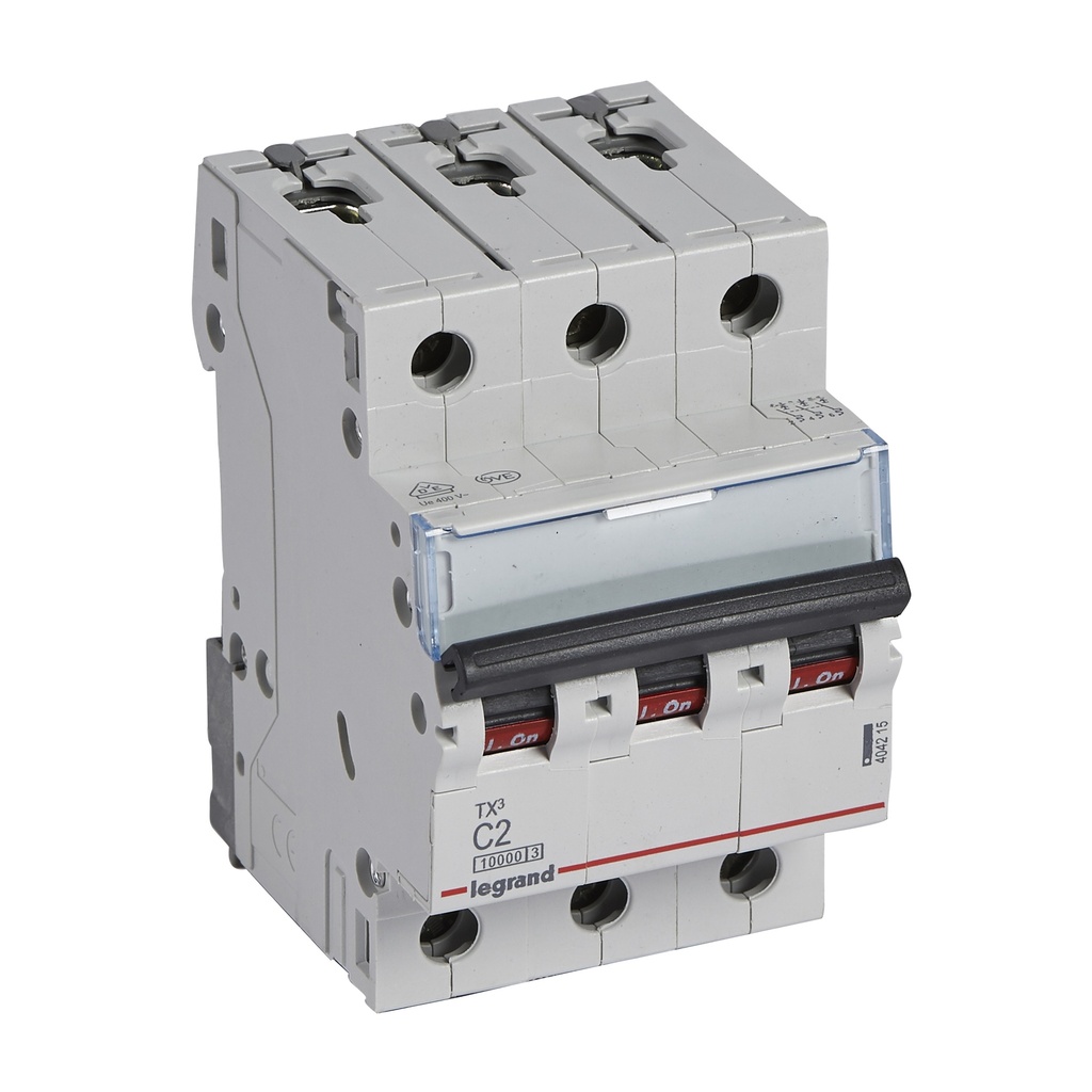 LEGRAND 404215, MCB TX³ 10000, 3P, 400 V, 2 A, Curbă C
