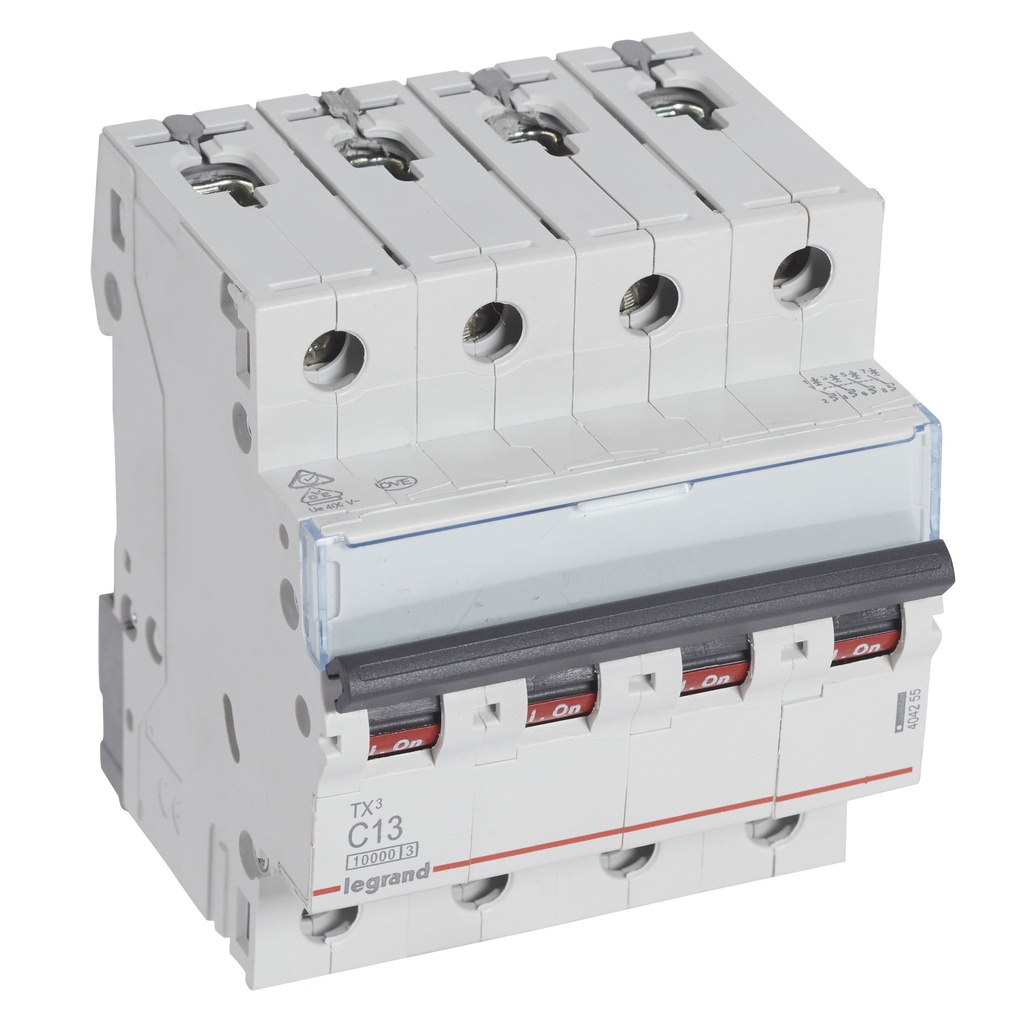 LEGRAND 404255, TX³ 10000 MCB, 4P, 13 A, Curve C, 400 V
