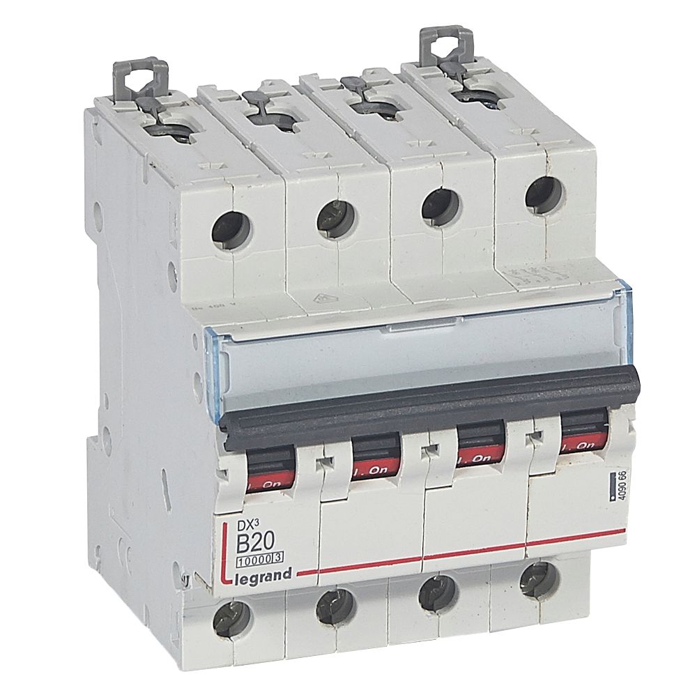 LEGRAND 409066, DX³ 10000 MCB, 4P, 20 A, Curve B, 16 kA, 400 V