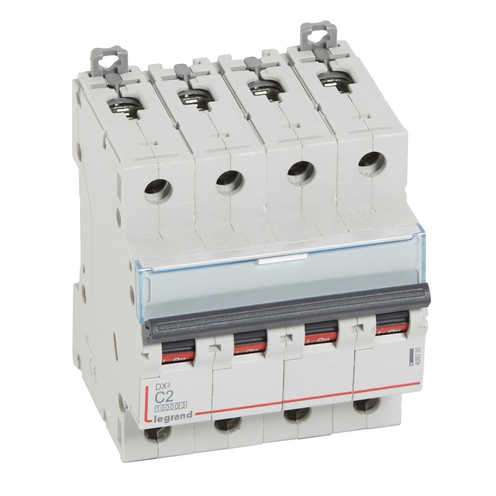 LEGRAND 409330, DX³ 10000 MCB, 4P, 2 A, Curve C, 16 kA, 400 V