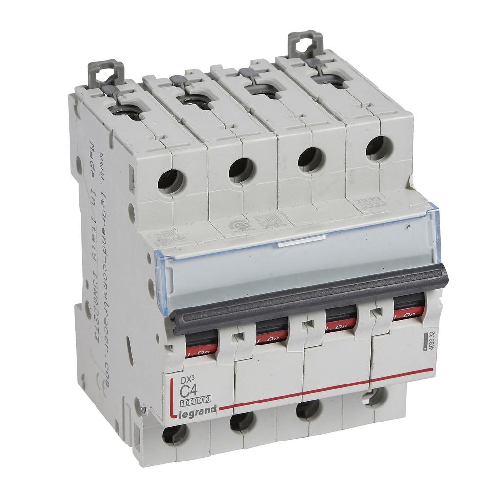 LEGRAND 409332, DX³ 10000 MCB, 4P, 4 A, Curve C, 16 kA, 400 V