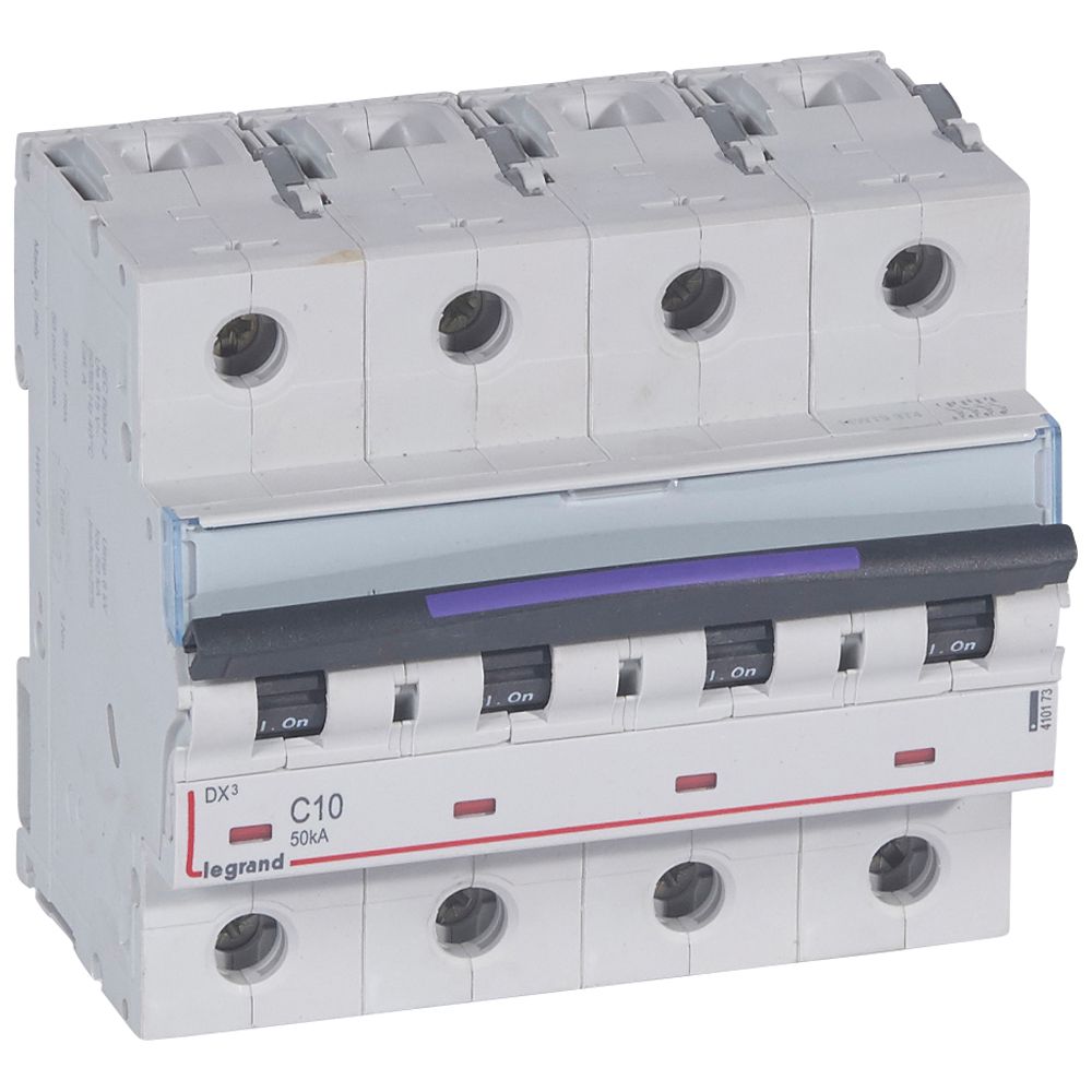 LEGRAND 410173, MCB DX³, 50 kA, 4P, 400 V, 10 A, Curve C
