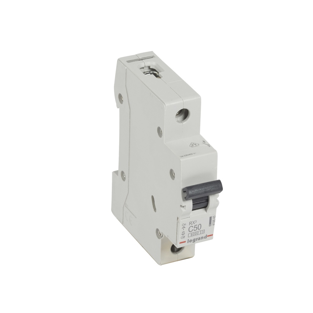 LEGRAND 419845, MCB RX³ 6000, 1P, 230/400V, 50 A, Curbă C, Compatibil cu bare de alimentare tip pieptene