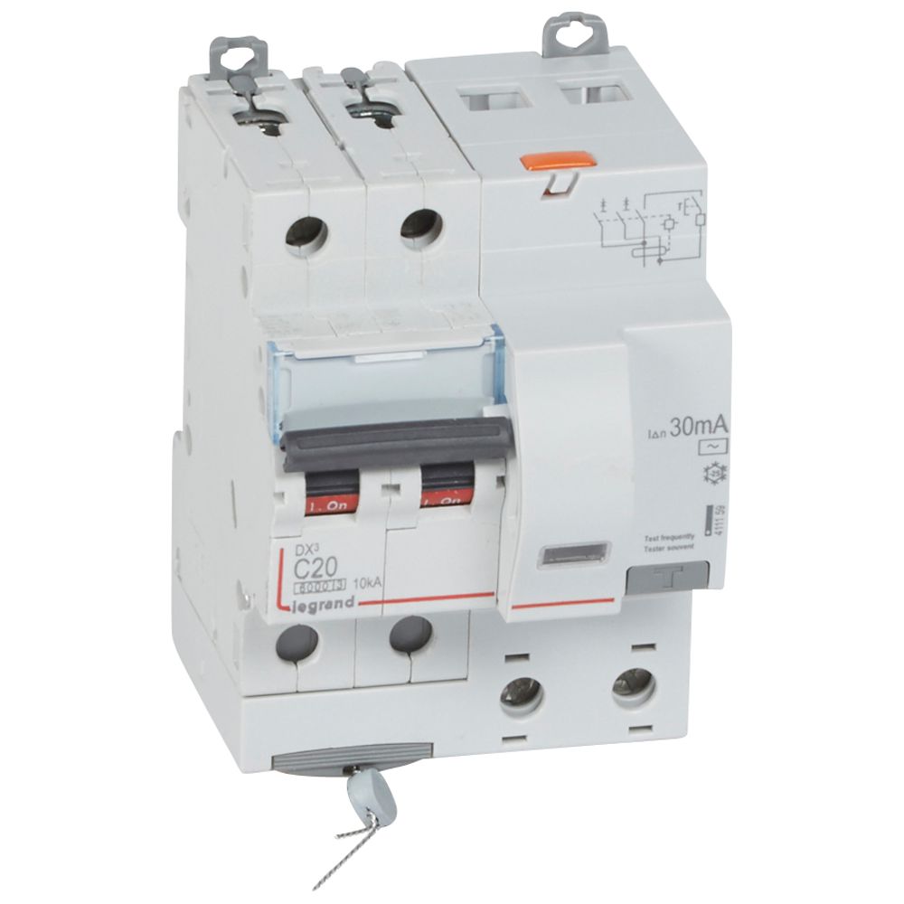 LEGRAND 411159, Disjunctor diferential, DX³ 6000 -10 kA -2P-230 V -20 A -30 mA, tip AC