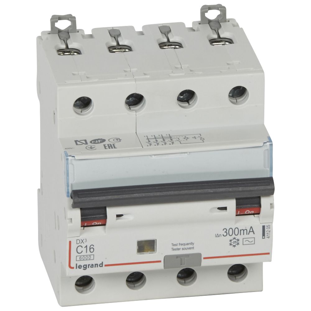 LEGRAND 411205, RCBO, DX³ 6000 -10 kA -4P-400 V -16 A -300 mA, tip AC