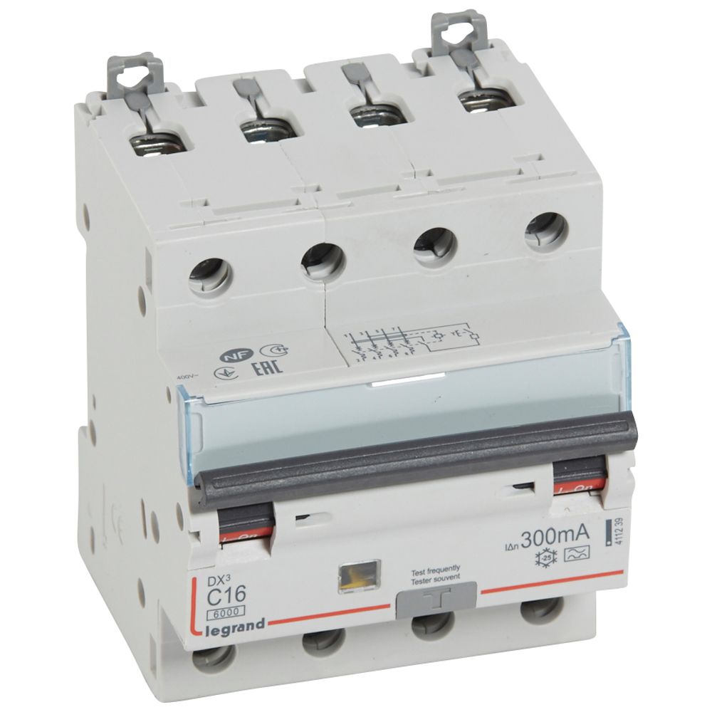 LEGRAND 411239, RCBO, DX³ 6000 -10 kA -4P-400 V -16 A -300 mA, tip A