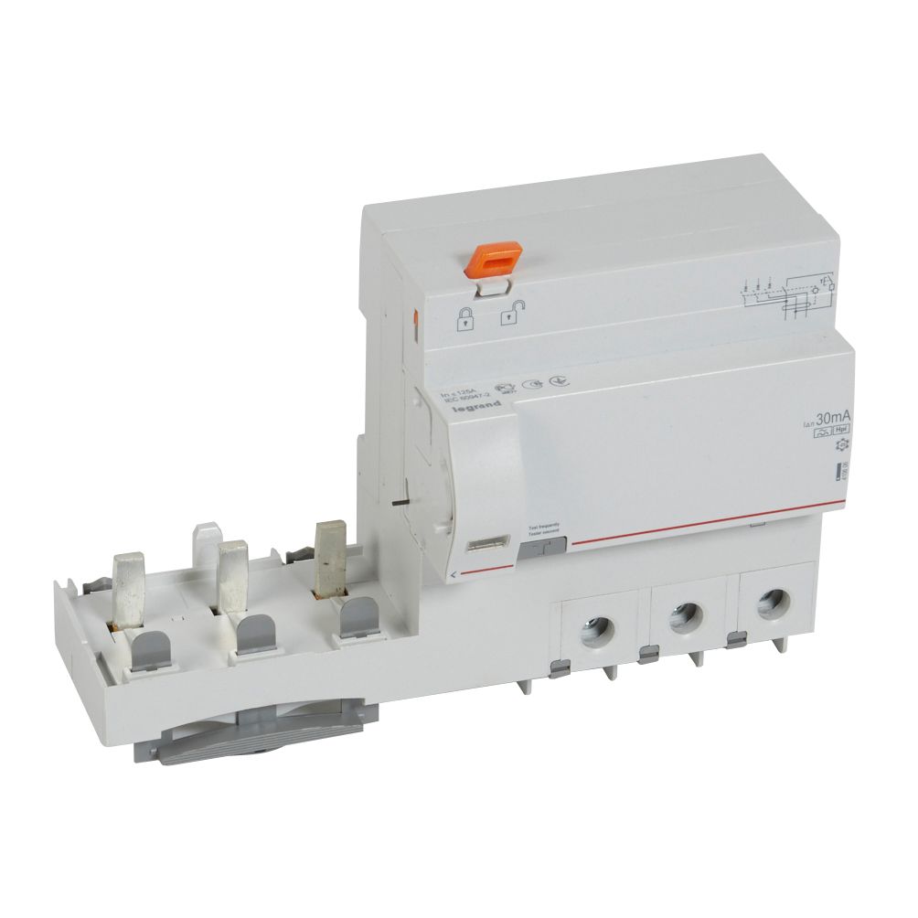 LEGRAND 410606, Bloc diferential, 3P, 400 V, 125 A, 30 mA, tip Hpi, pentru disjunctoare 1.5 modul/pol DX³