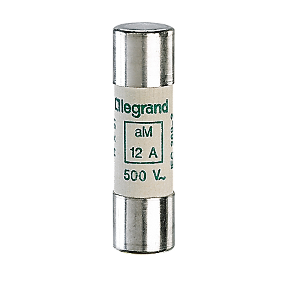 LEGRAND 014012, Cartuș fuzibil cilindric tip aM 14 x 51, 12 A, Fără indicator
