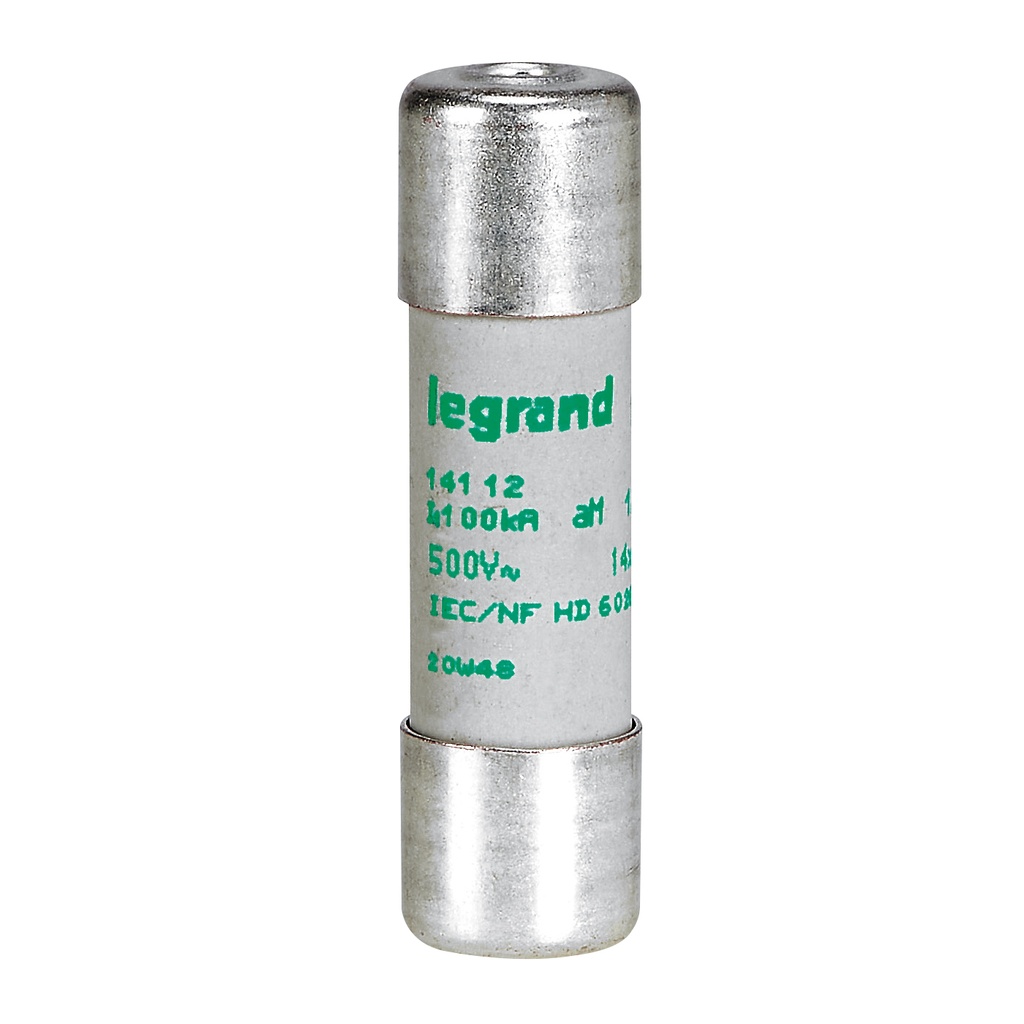 LEGRAND 014112, Cartuș fuzibil cilindric tip aM 14 x 51, 12 A, Cu indicator