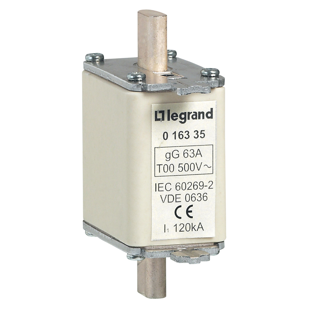 LEGRAND 016335, Cartuș fuzibil, Tip gG/gL, Mărime 00, 63 A, Cu indicator