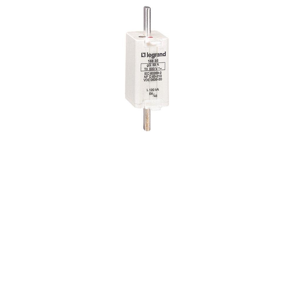 LEGRAND 016835, Cartuș fuzibil, Tip gG/gL, Mărime 0, 63 A, Cu indicator
