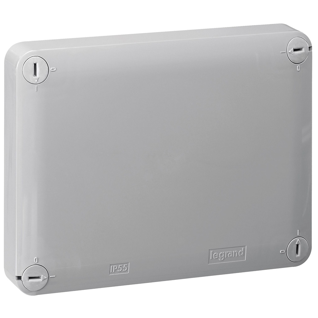 LEGRAND 092041, Doză dreptunghiulară etanșă Plexo, 155×110×74 mm, Cenușiu/roșu, Pentru presetupă ISO