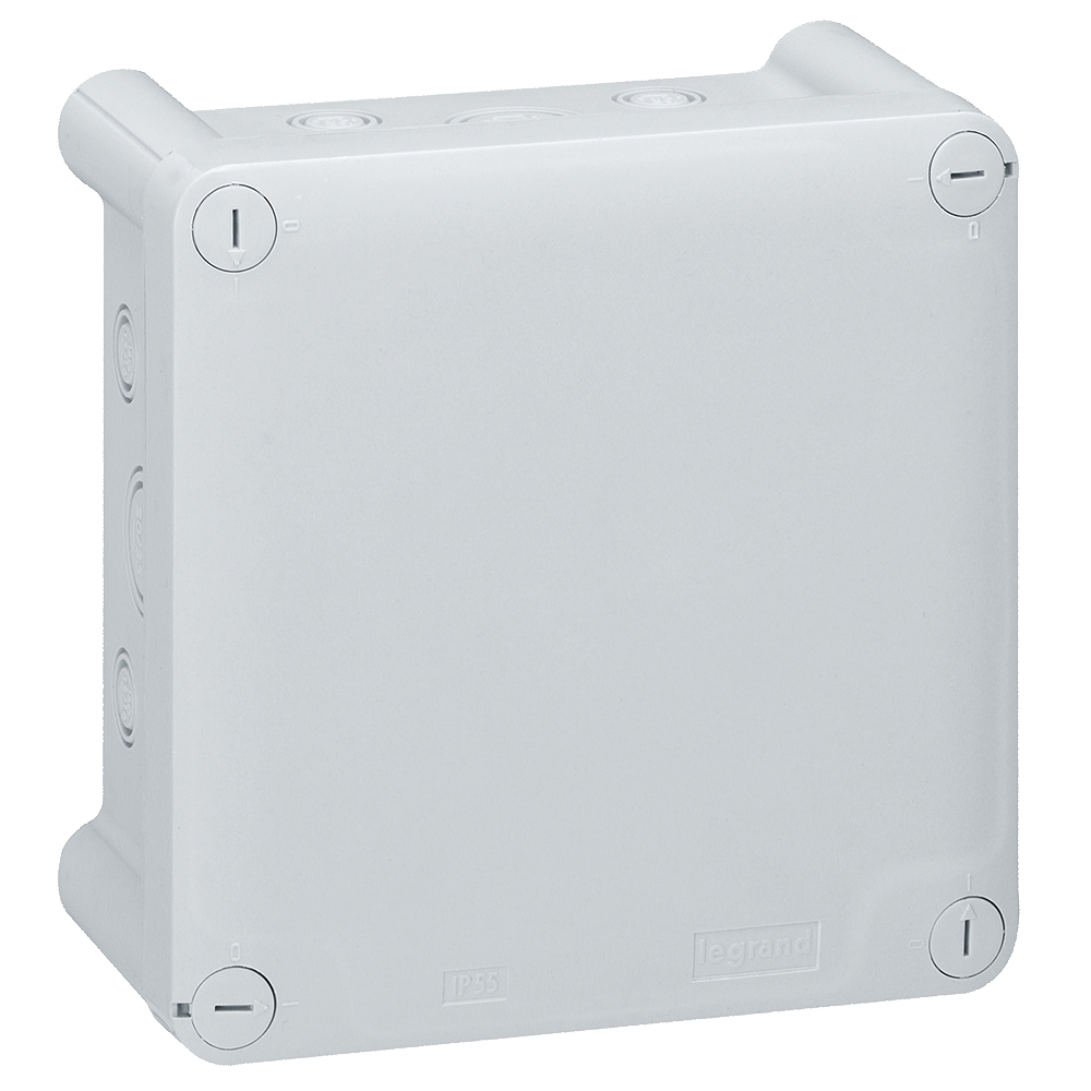 LEGRAND 092034, Plexo Box IP55, IK07, 130×130×74 mm, with Pre-Cut Entries for ISO Glands