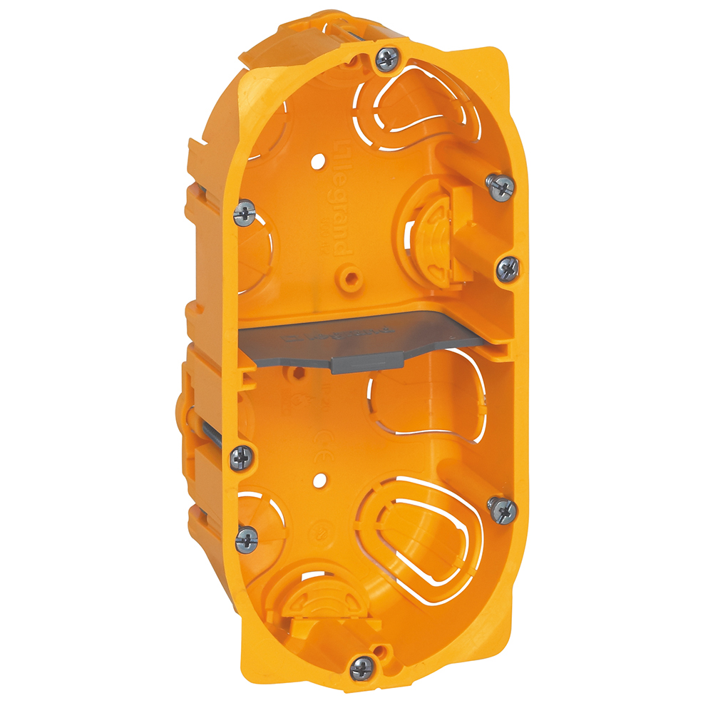 BTICINO 080042, Batibox Flush‑Mount Box, 2 Gangs or 4/5 Modules, 40 mm Depth, for Plasterboard Walls