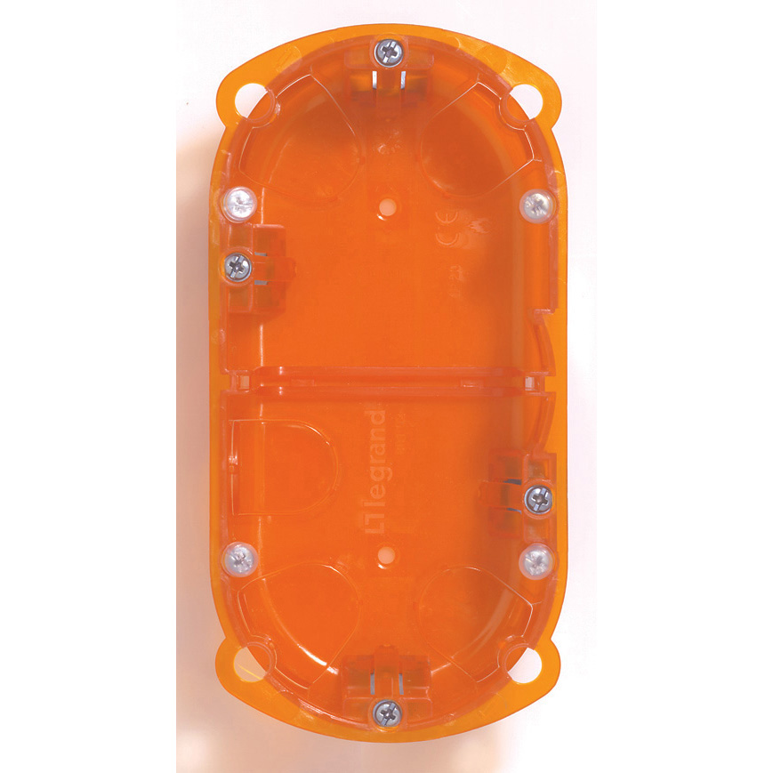 BTICINO 080122, Batibox Multi‑Material Box, 2 Gangs, 4/5 Modules, Green, Horizontal, 50 mm Depth