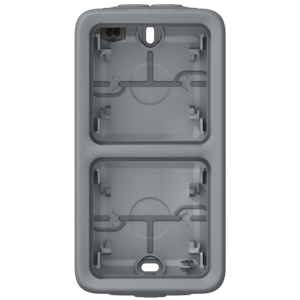 LEGRAND 069661, Plexo IP55 Surface Box, 2 Entries, Elastic Gaskets, Grey, Vertical Mounting