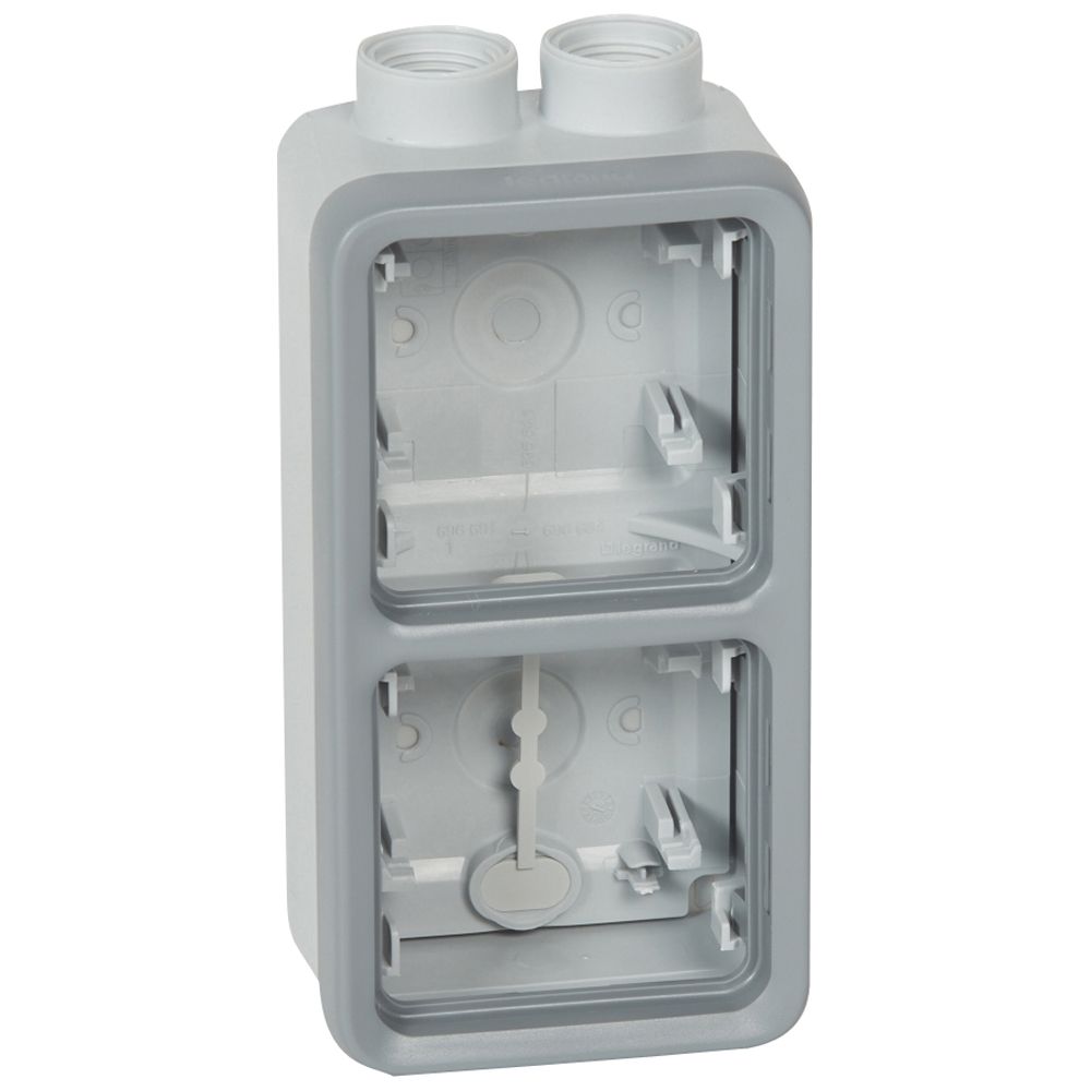 LEGRAND 069668, Doză cu montaj aparent, Echipabilă cu presetupe, Plexo IP55, 2 aparate, Gri, Montaj vertical