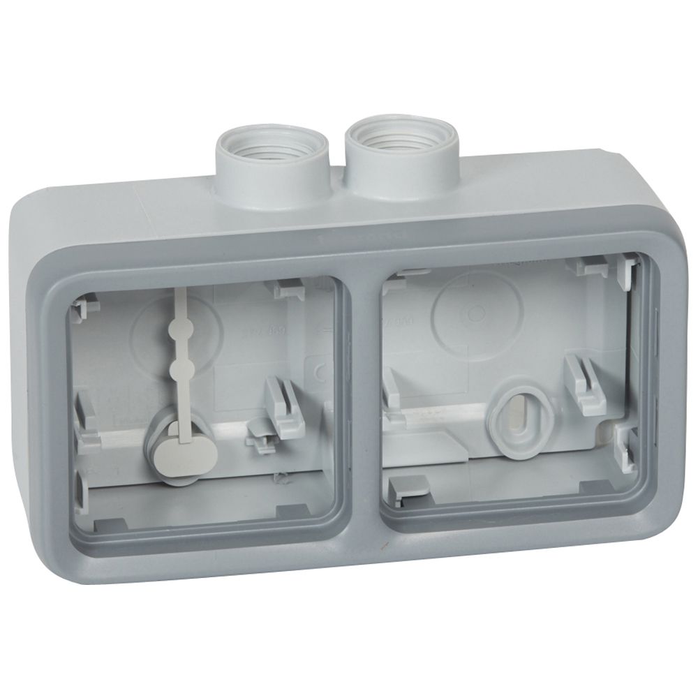 LEGRAND 069678, Surface‑Mount Box, Suitable for Cable Glands, Plexo IP55, 2 Devices, Grey, Horizontal Mounting