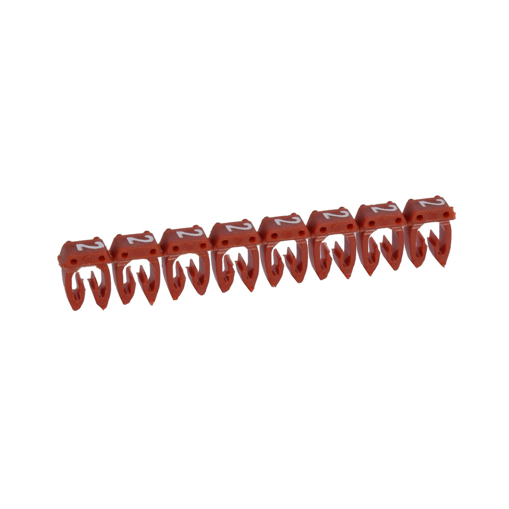 LEGRAND 038212, Cab 3 Marker, for Cross-Section 0.5-1.5 mm², Number 2, Red