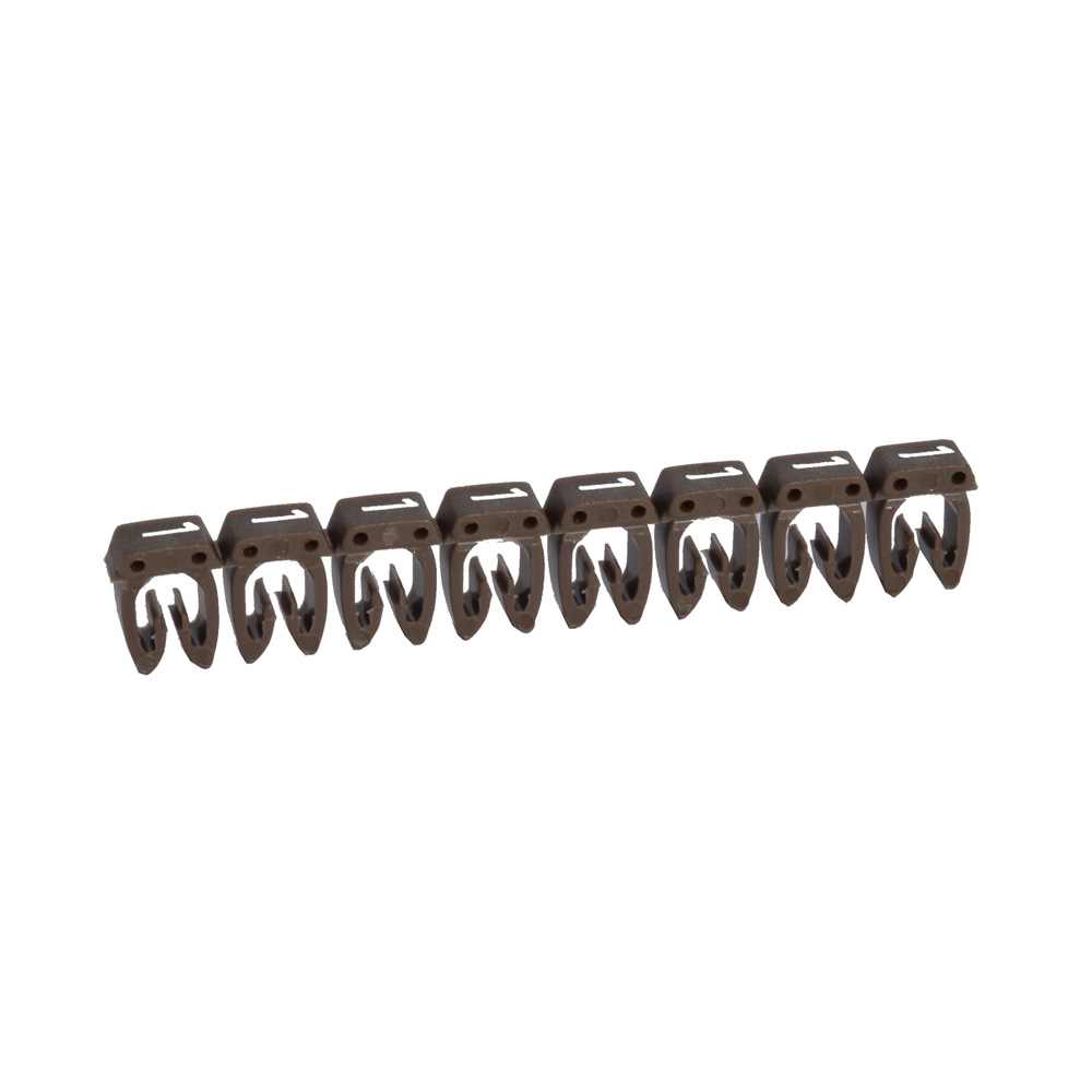 LEGRAND 038231, Cab 3 Marker, for Cross-Section 4-6 mm², Number 1, Brown