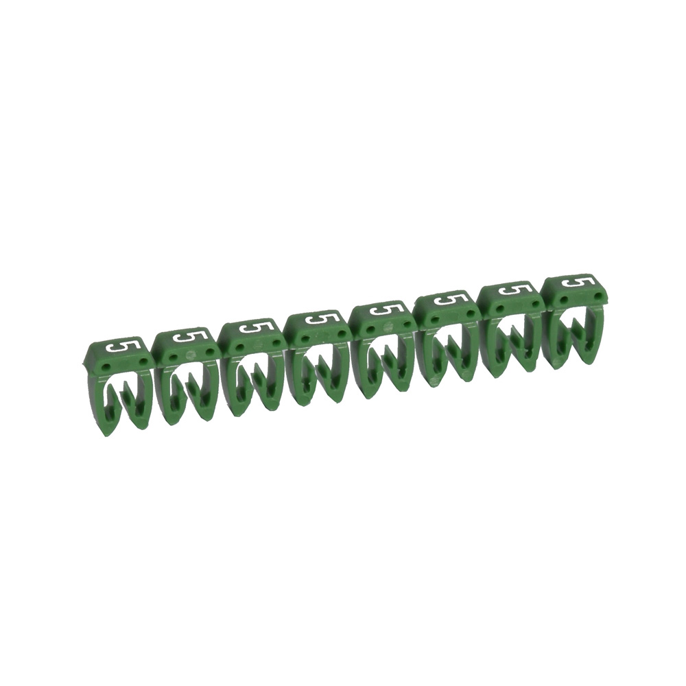 LEGRAND 038235, Cab 3 Marker, for Cross-Section 4-6 mm², Number 5, Green