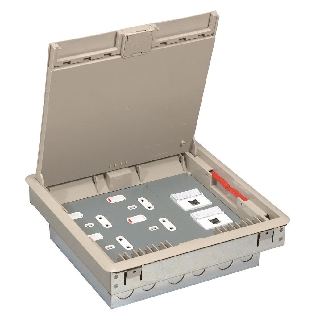 LEGRAND 689633, Lid and Trim, 3 Compartments, Beige Finish, Flexible Cable Outlet