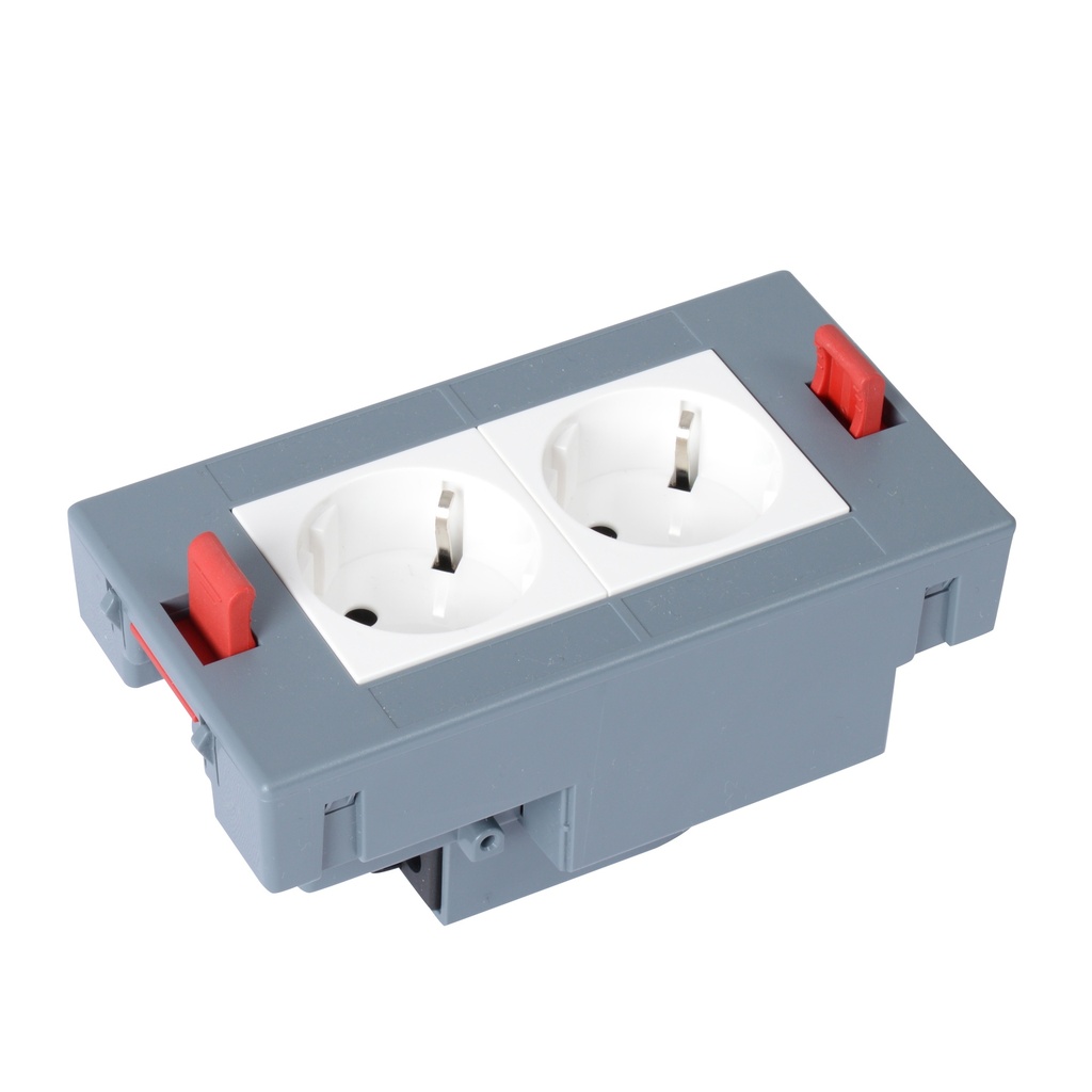 LEGRAND 088051, Equipped Floor Box with Quick-Connect Basket, 2 German Standard Sockets (Schuko), Standard Version, 4 Modules