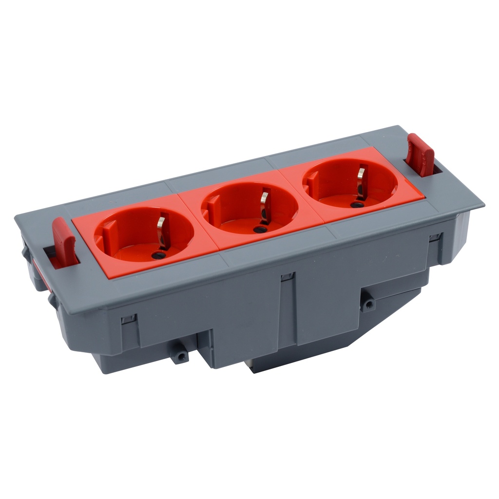 Legrand 088054, Doză de pardoseală echipată cu coș cu conectare rapidă, 3 prize standard german (schuko), Variantă detrompată, 6 module