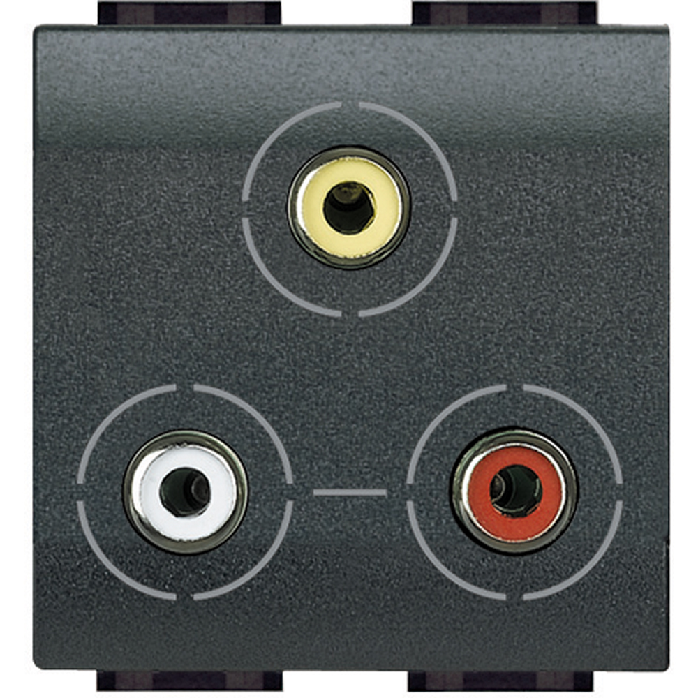 BTICINO L4283, Conector 3 x RCA Livinglight, Antracit, 2 module