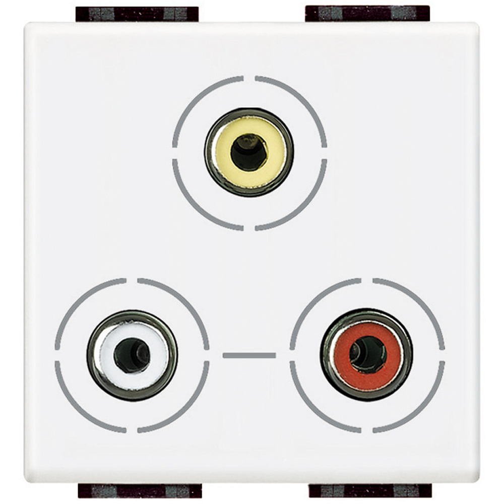 BTICINO N4283, 3 x RCA Connector Livinglight, White, 2 Modules