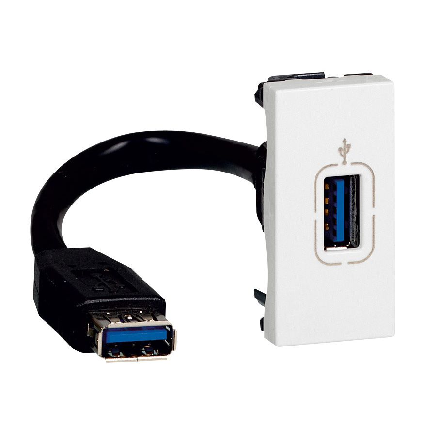 LEGRAND 078746, Prize USB mamă pentru transfer de date, Precablate, Alb