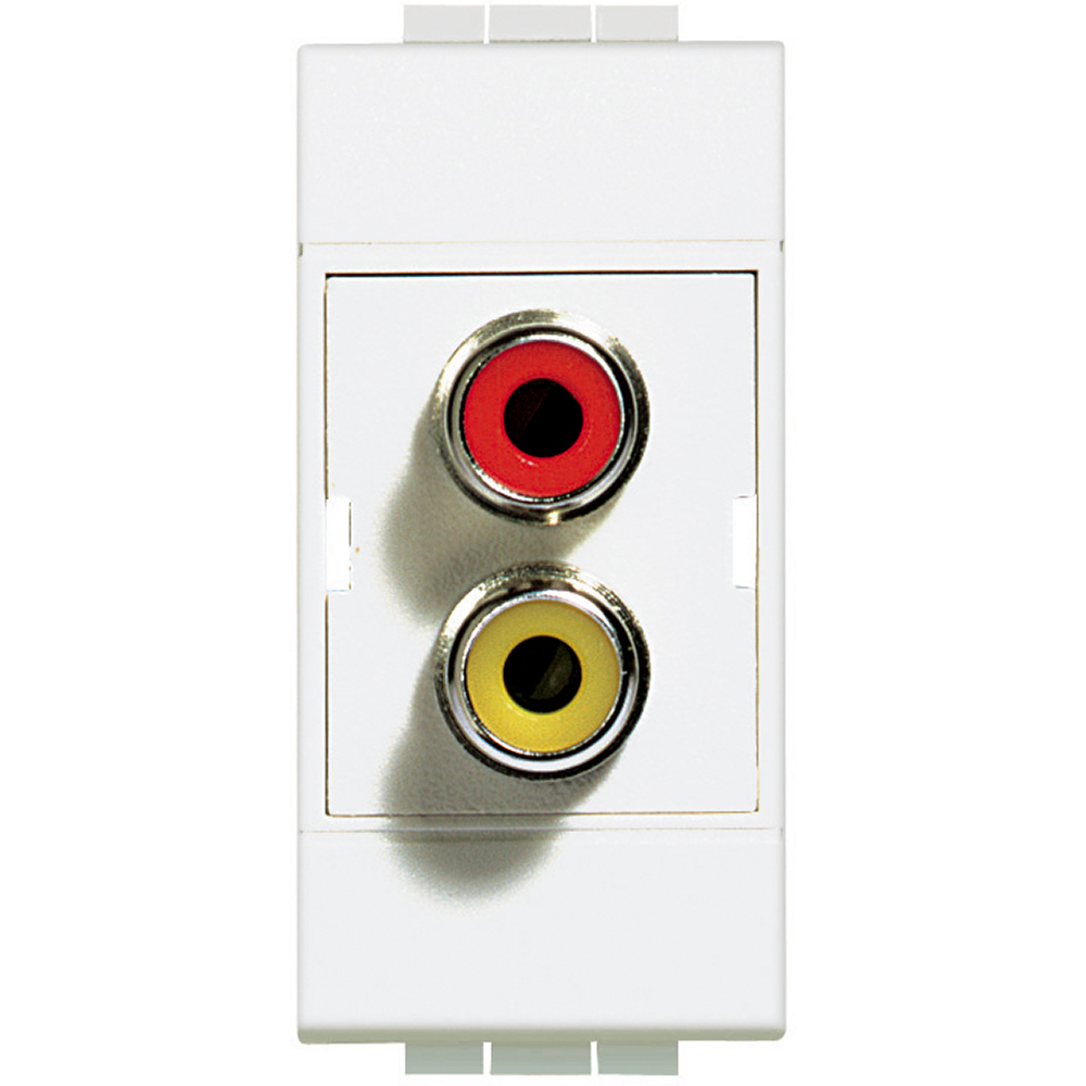 BTICINO N4269R, Double RCA Connector Living Light, White, 1 Module