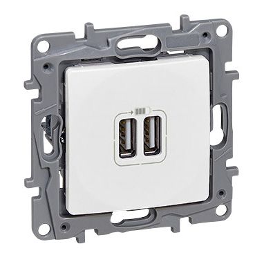 LEGRAND 764594, Încărcător USB dublu Tip A+A Niloé, 3A, 15W, Alb