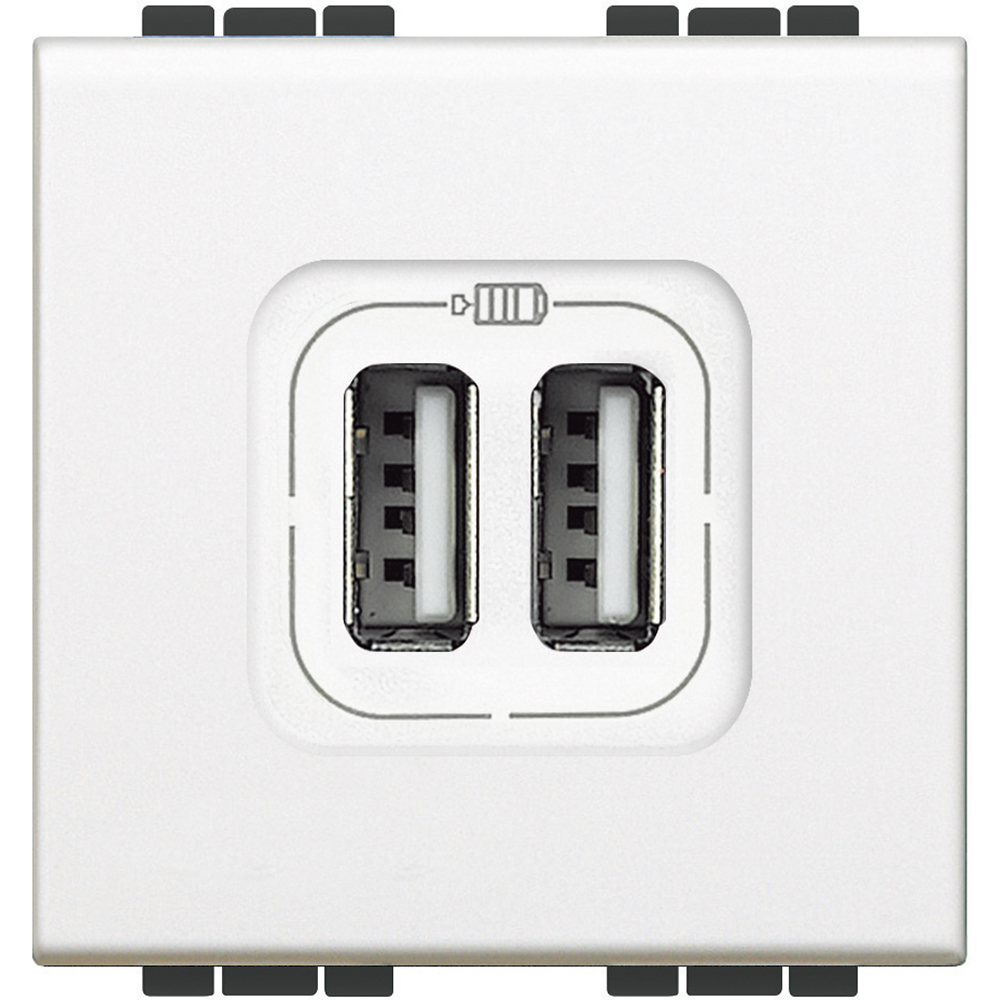 BTICINO N4285C2, Dual USB Charger Living Light, 5V, 2 Modules, White