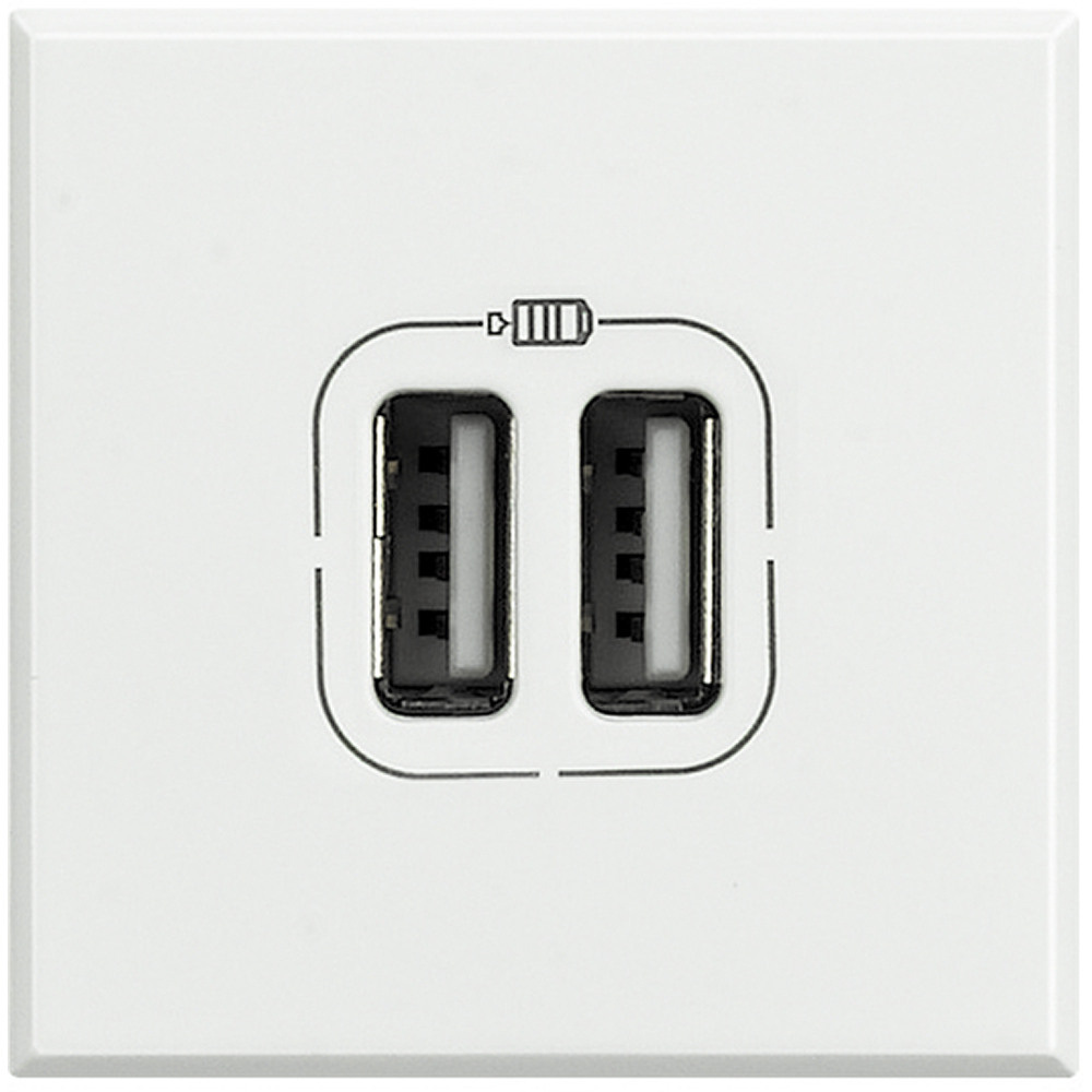 BTICINO HD4285C2, Încărcător USB dublu Axolute, 5V, 230V, Alb, 2 module