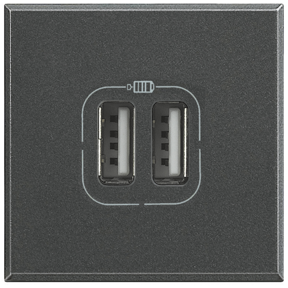 BTICINO HS4285C2, Încărcător USB dublu Axolute, 5V, 230V, Antracit, 2 module