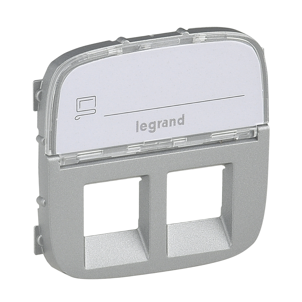 LEGRAND 755487, Double RJ45/RJ11 Socket Cover With Label Holder Valena Allure, Aluminium