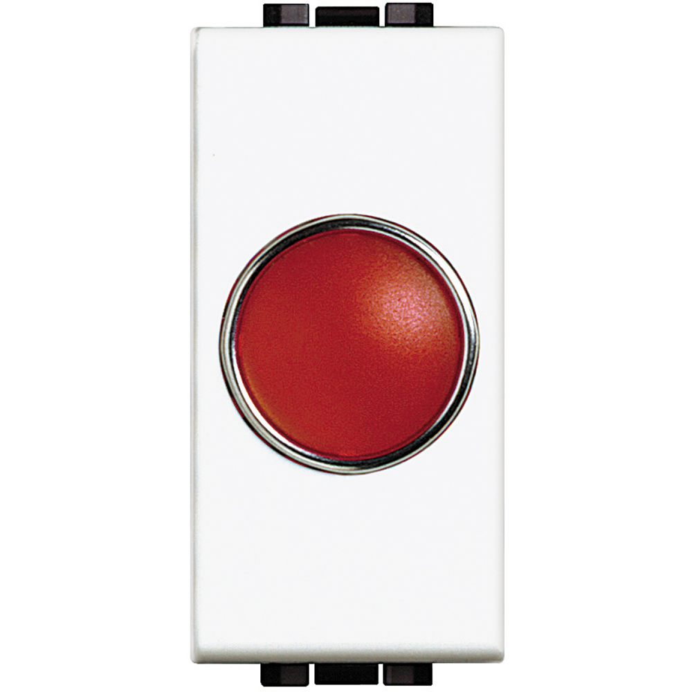 BTICINO N4371R, Martor luminos living light, Difuzor rosu, Alb, 1 modul