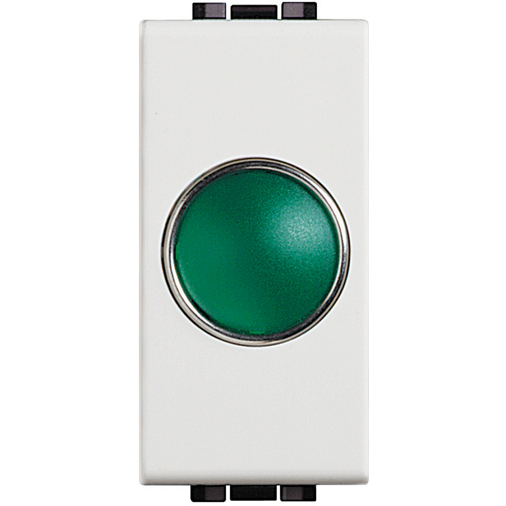 BTICINO N4371V, Martor luminos living light, Difuzor verde, Alb, 1 modul